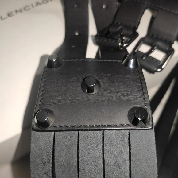 Balenciaga Black Stripes Nubuck And Leather Studded Belt Balenciaga Black Stripes Nubuck And Leather Studded Belt main image 3